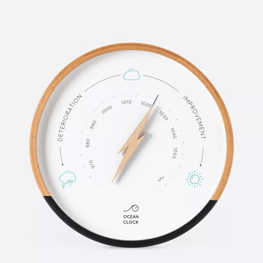 Ocean Clock Barometer Oyster Buchenholz weiß