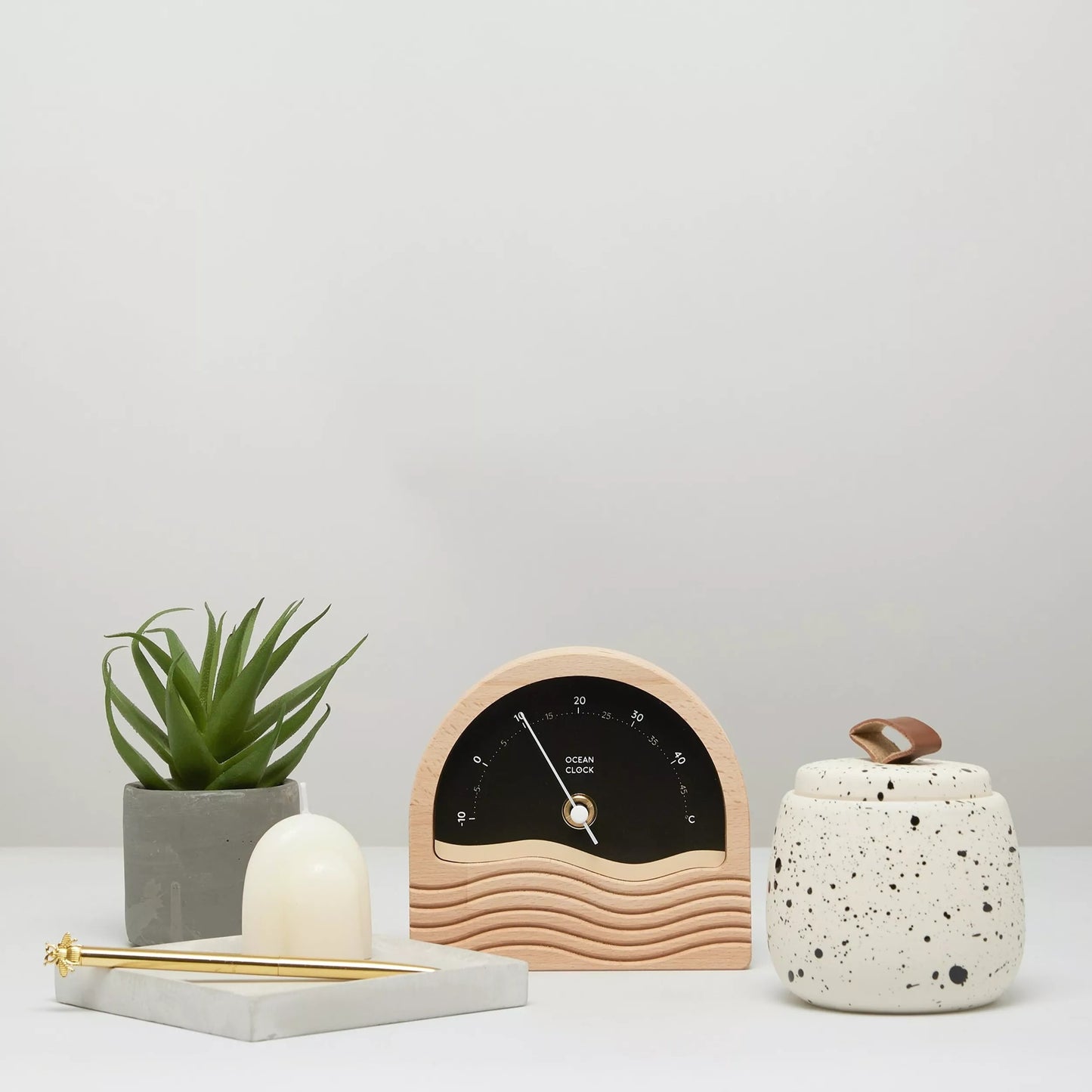 Ocean Clock Wetterthermometer Buchenholz schwarz