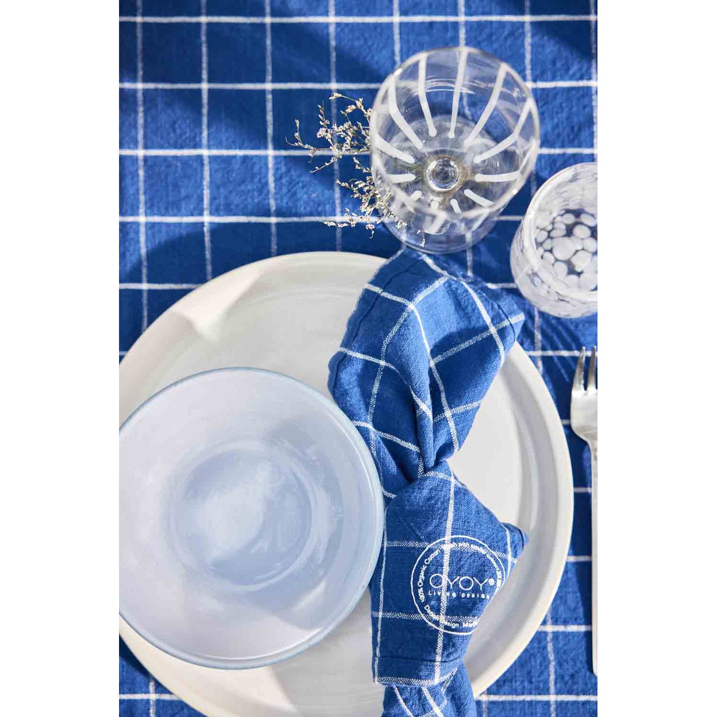 OYOY Living Design Grid Stoffservietten 2er-Pack Dark Blue