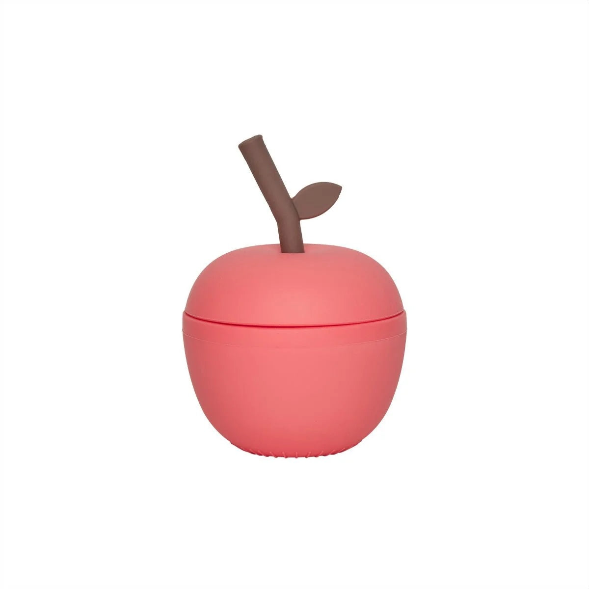OYOY Mini Silikon-Becher Apfel mit Trinkhalm rot