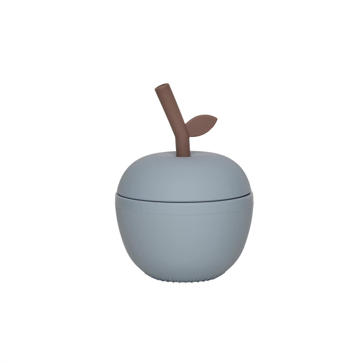 OYOY Mini Silikon-Becher Apfel mit Trinkhalm blau