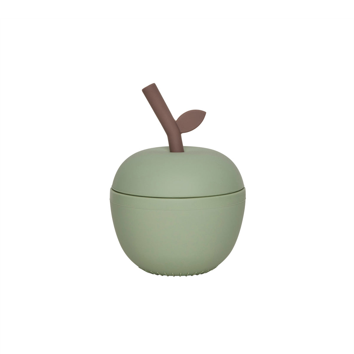 OYOY Mini Silikon-Becher Apfel mit Trinkhalm grün