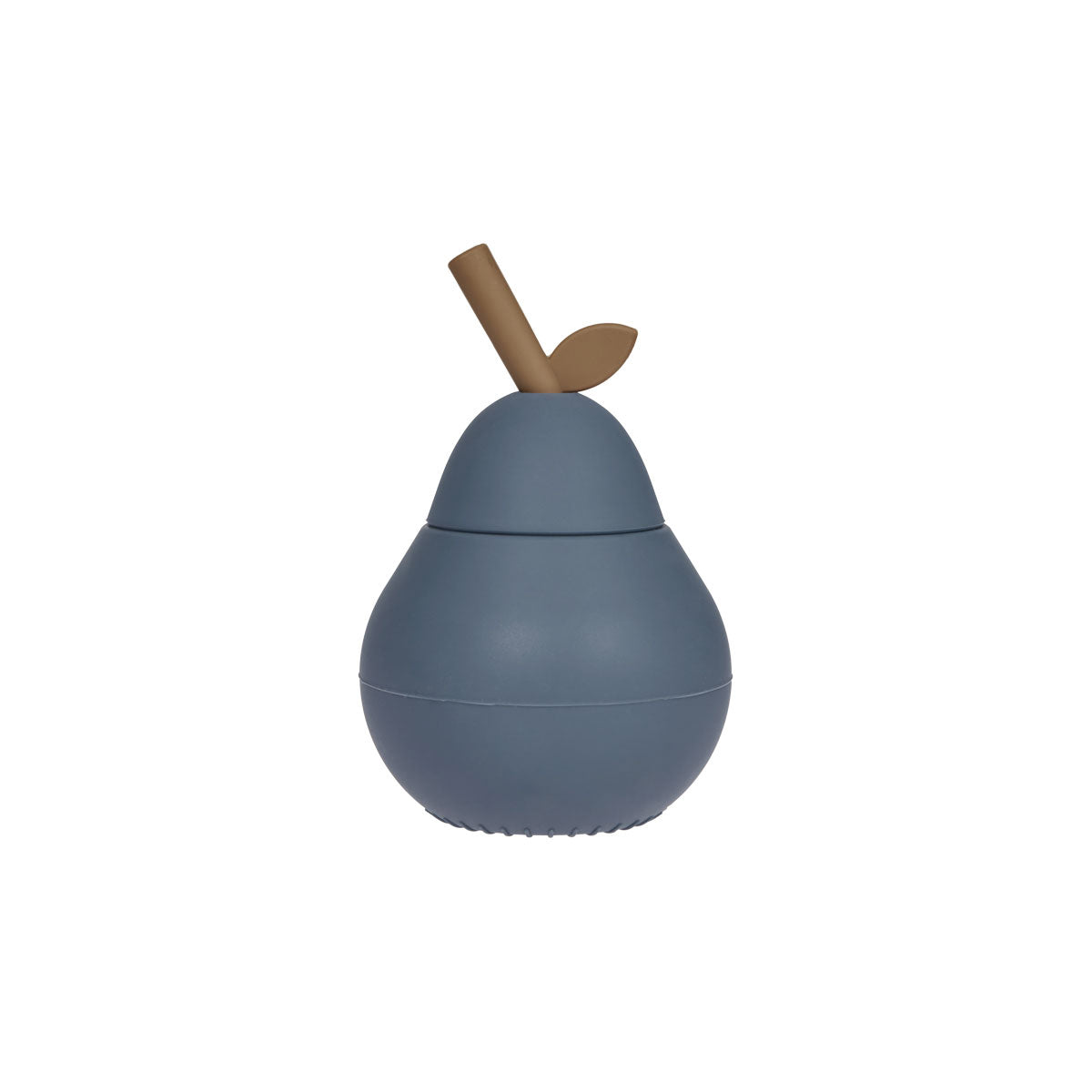OYOY Mini Silikon-Becher Birne mit Trinkhalm blau