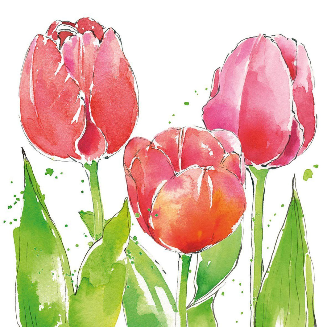 ppd Pink Tulips Cocktail-Servietten 25x25 cm