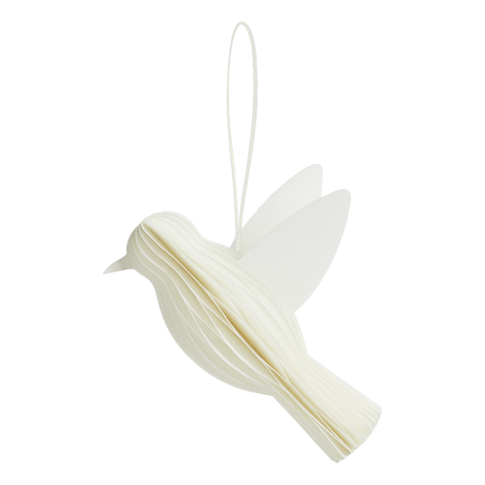 Papurism Papierdekoration Vogel weiß 10 cm
