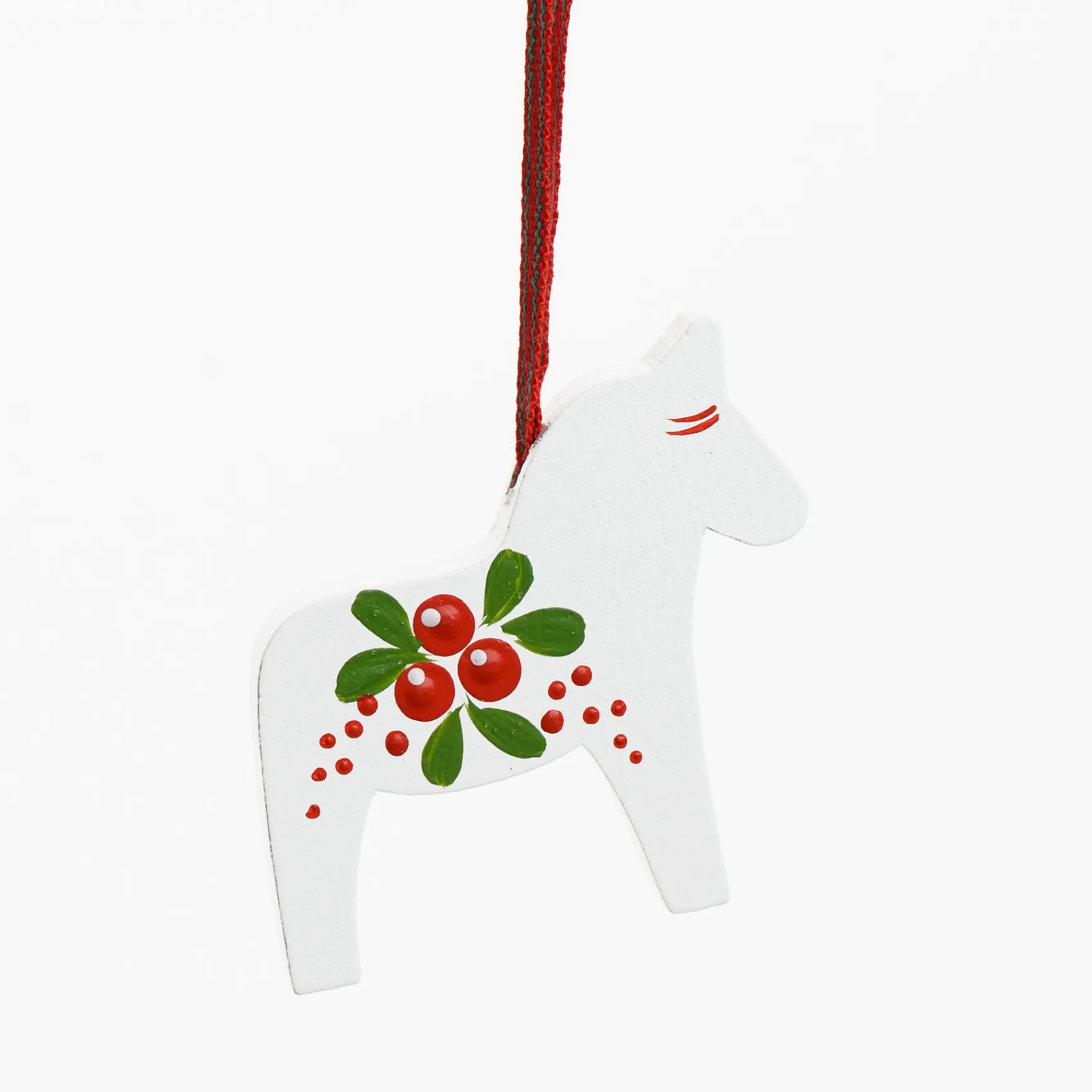 Skandinavisk Hemslöjd Dalapferd weiß Preiselbeeren