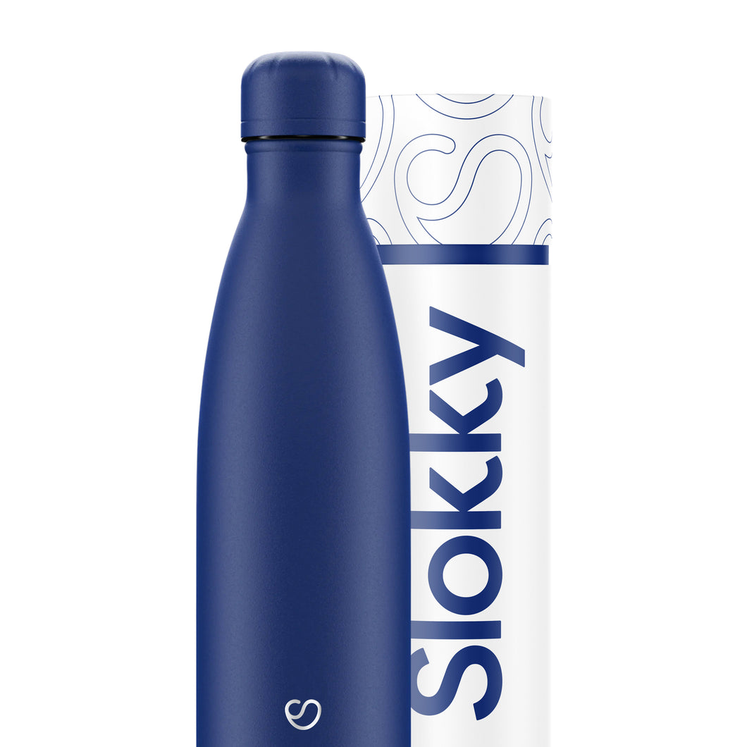 Slokky Matte blaue Flasche & Deckel 500 ml