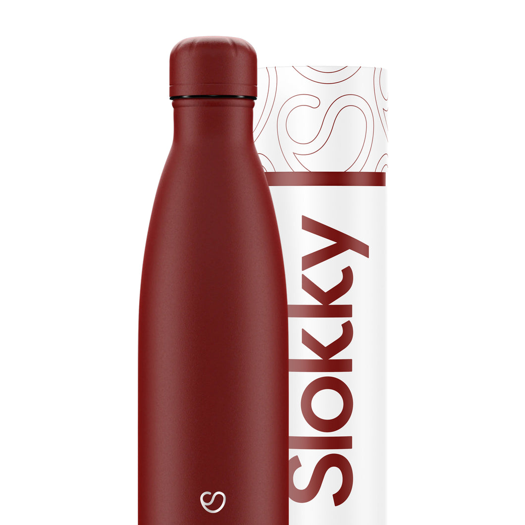Slokky Matte rote Flasche & Deckel 500 ml