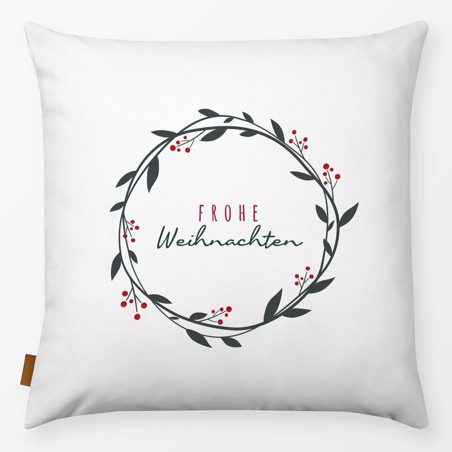 Textilwerk Kissen 40x40 cm Frohe Weihnachten Kranz Weiß