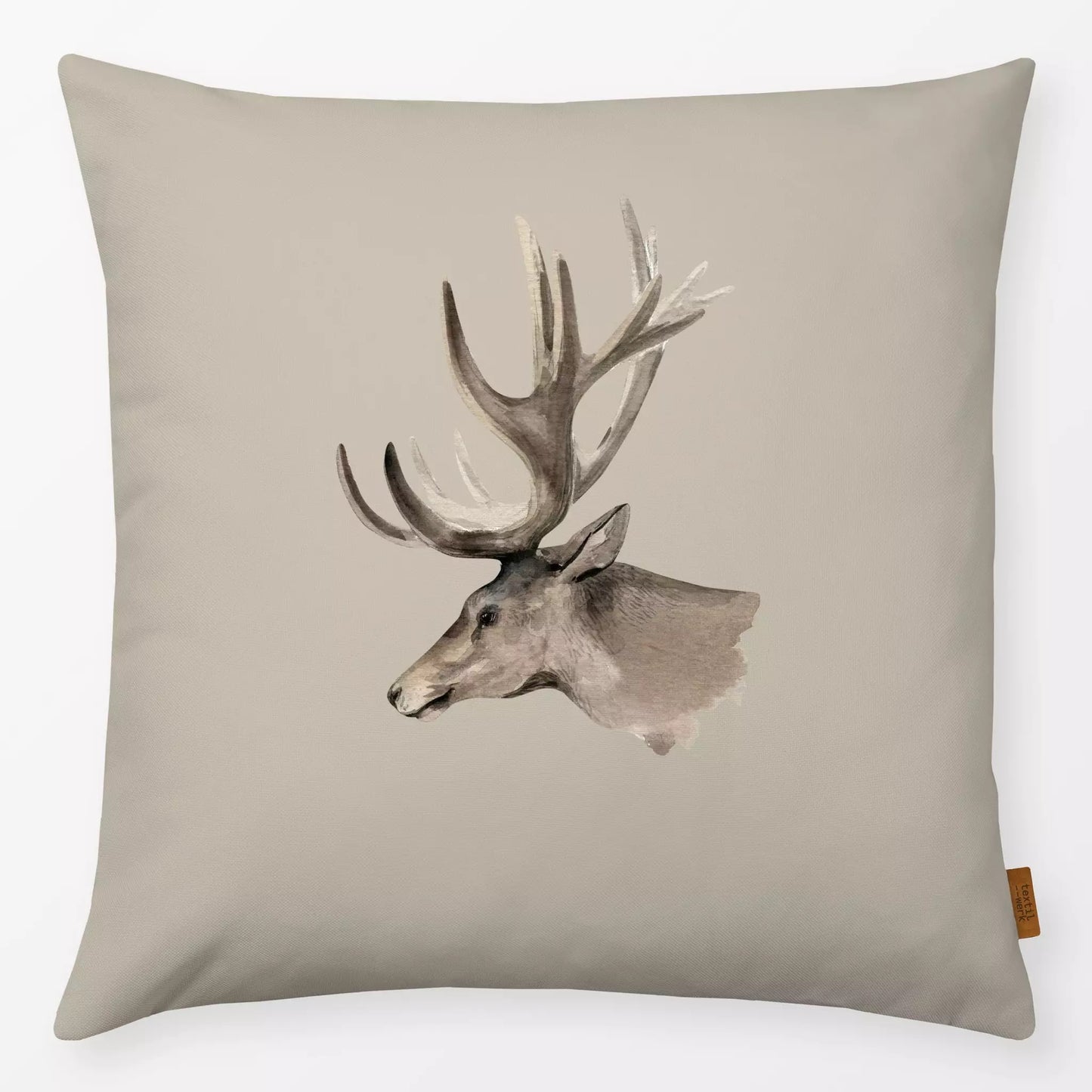 Textilwerk Kissen 40x40 cm Hirschkopf Profil beige