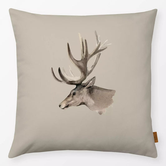Textilwerk Kissen 40x40 cm Hirschkopf Profil beige