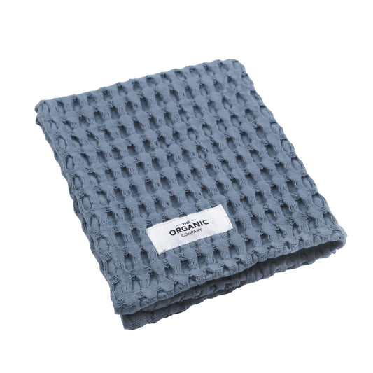 The Organic Company Big Waffle Waschlappen grey blue