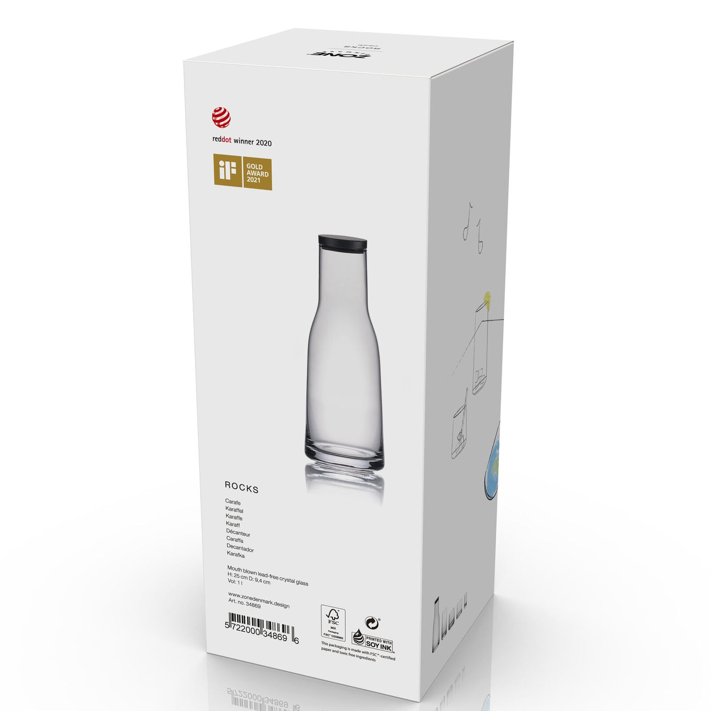 Zone Denmark Rocks Karaffe mit Deckel 1 l