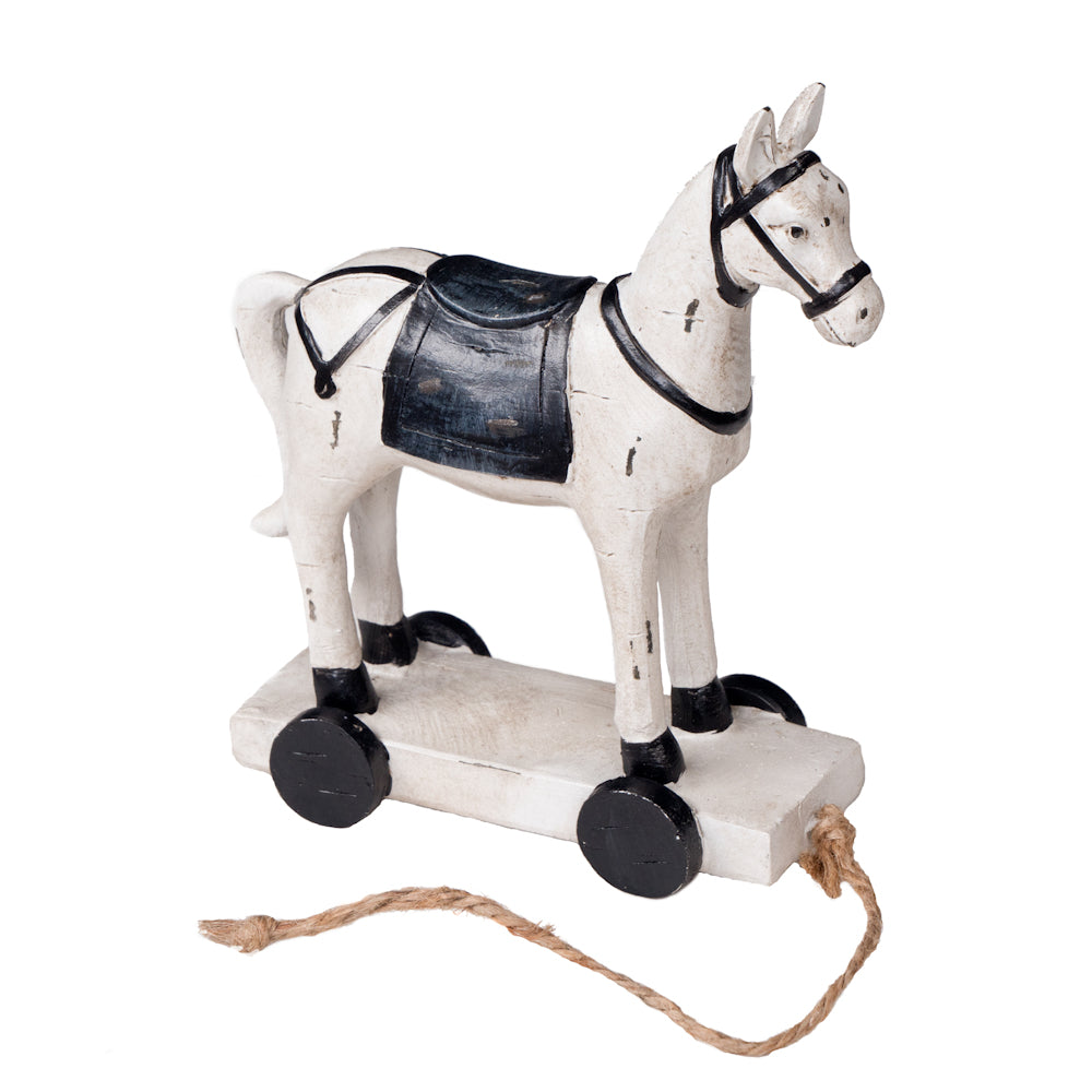 Dekofigur Pferd Antique auf Rädern