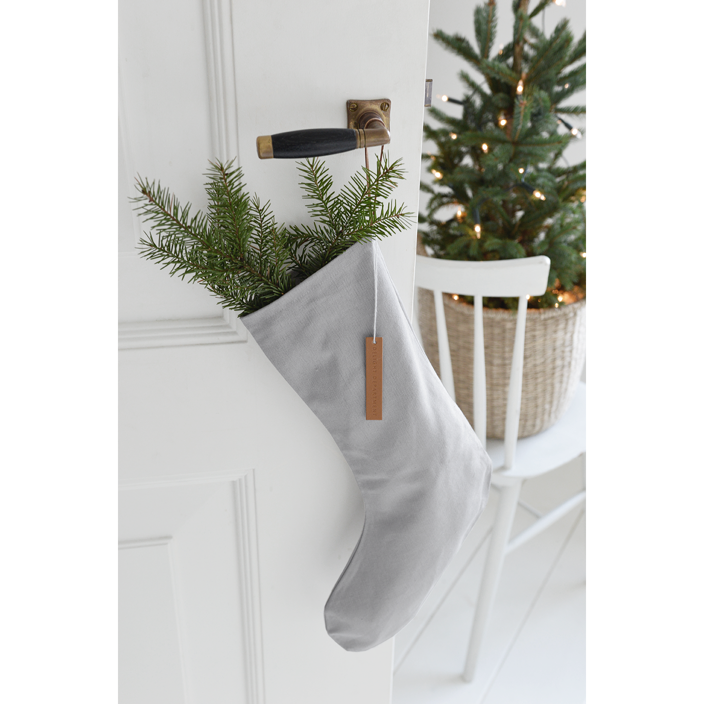 Delight Department Weihnachtsstrumpf Baumwolle hellgrau