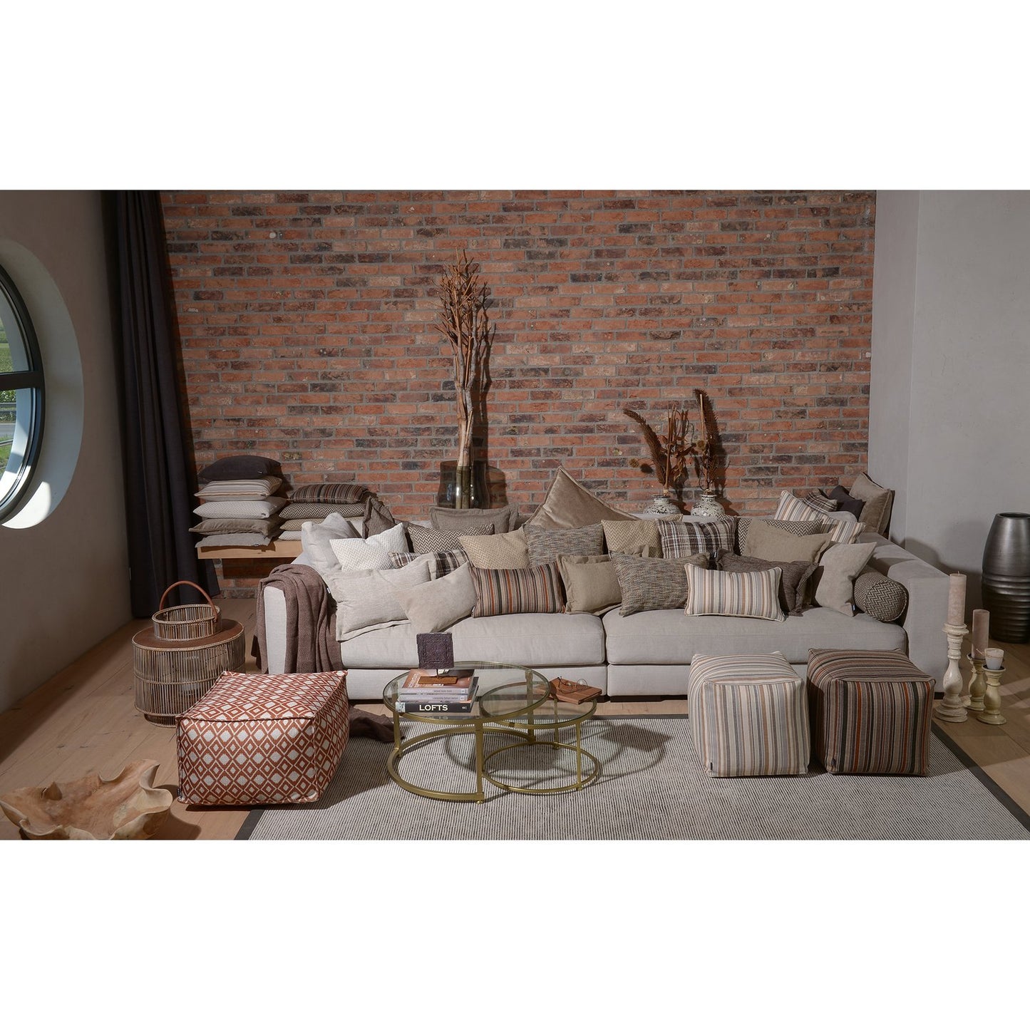 H.O.C.K. Cord Wave Kissen 50x30cm beige