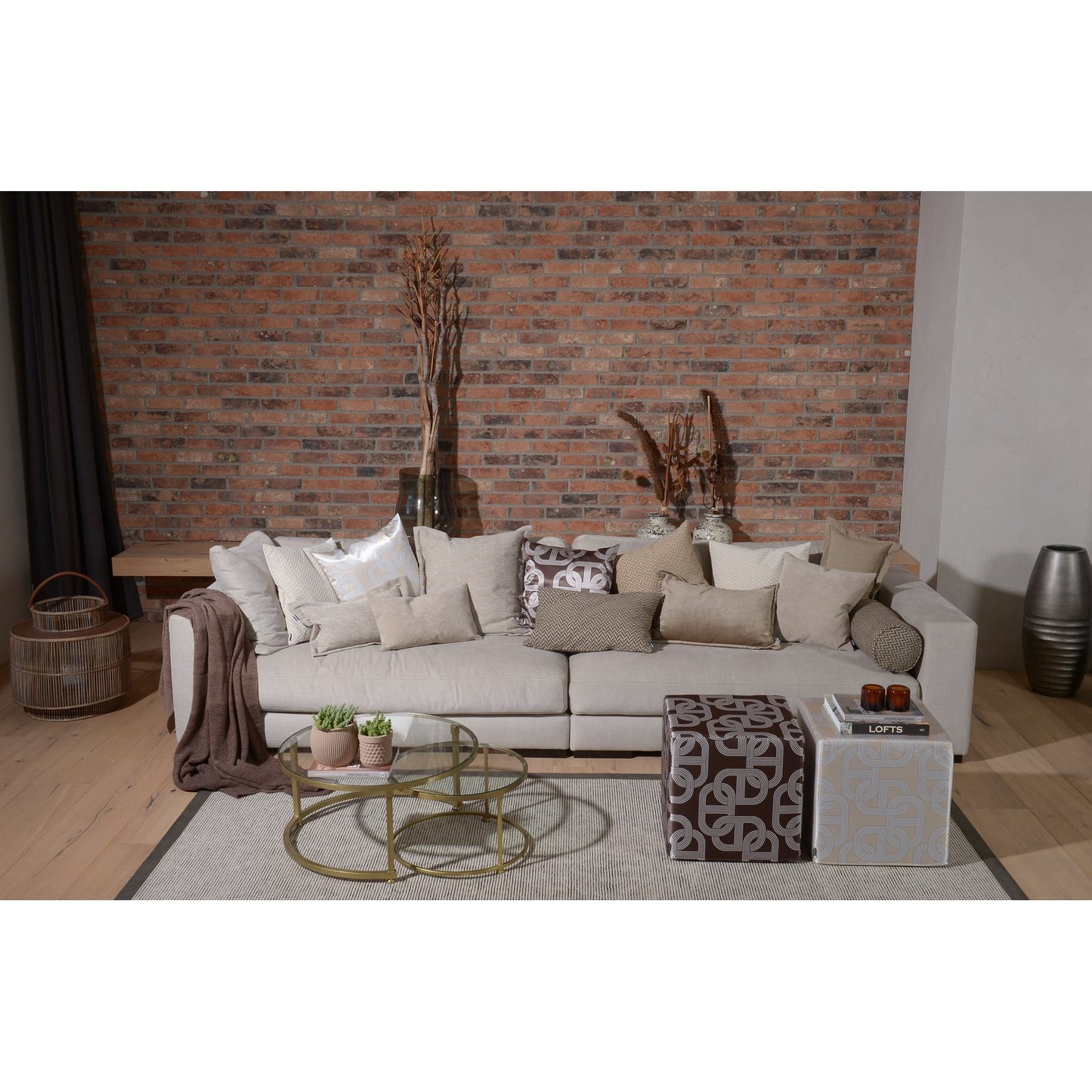 H.O.C.K. Cord Wave Kissen 50x30cm beige