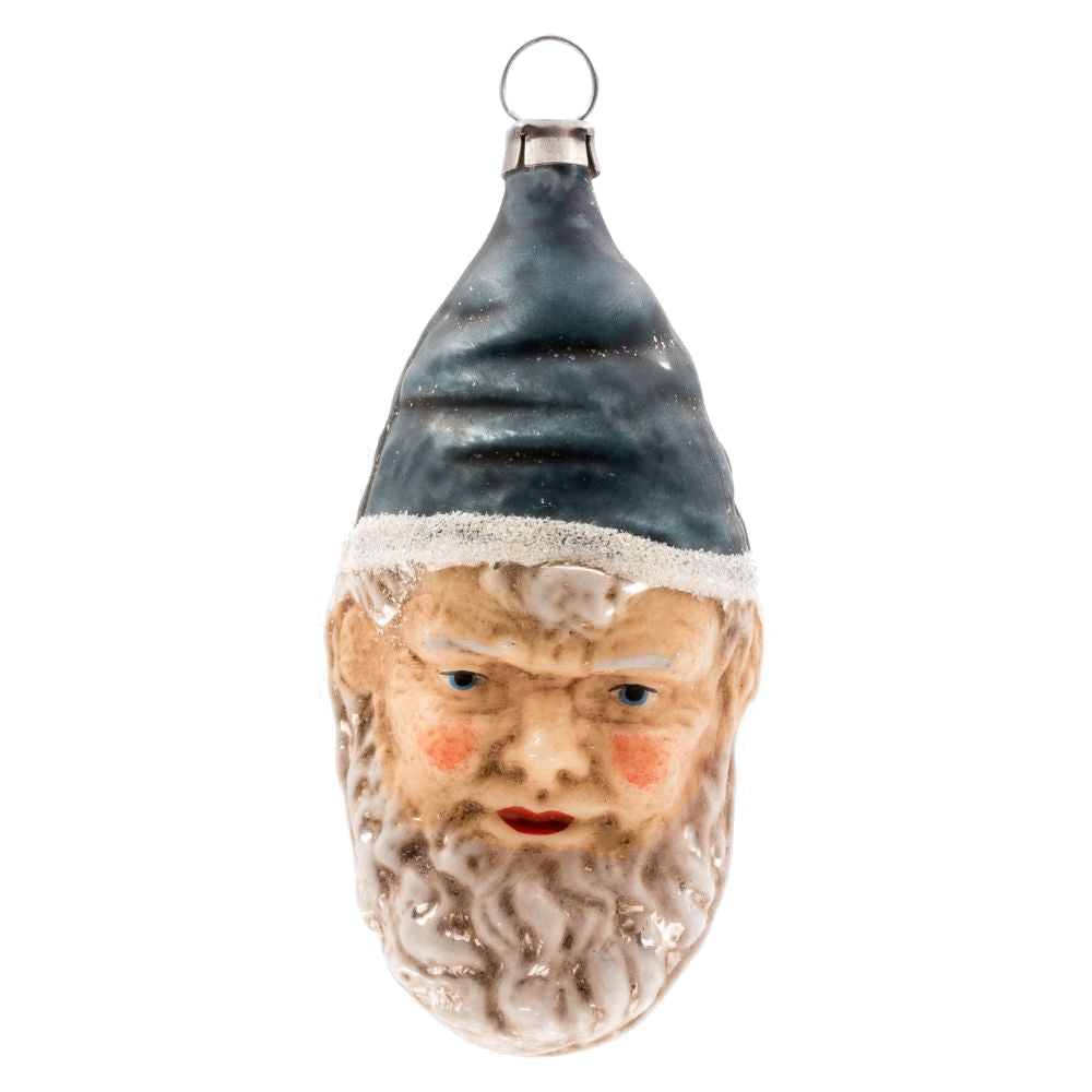 Marolin Zwerg mit blauer Mütze Glasornament patiniert