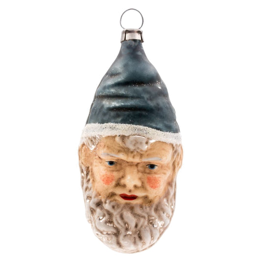 Marolin Zwerg mit blauer Mütze Glasornament patiniert
