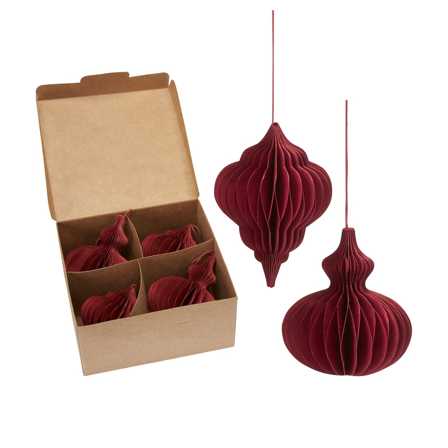 Wikholm Form Weihnachtskugel 4er Box dunkelrot