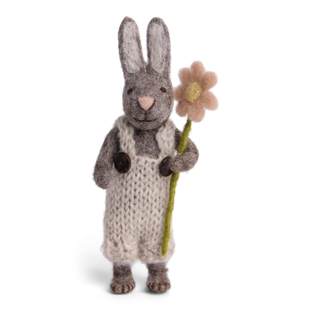 Gry & Sif Hase grau mit Hose und Blume