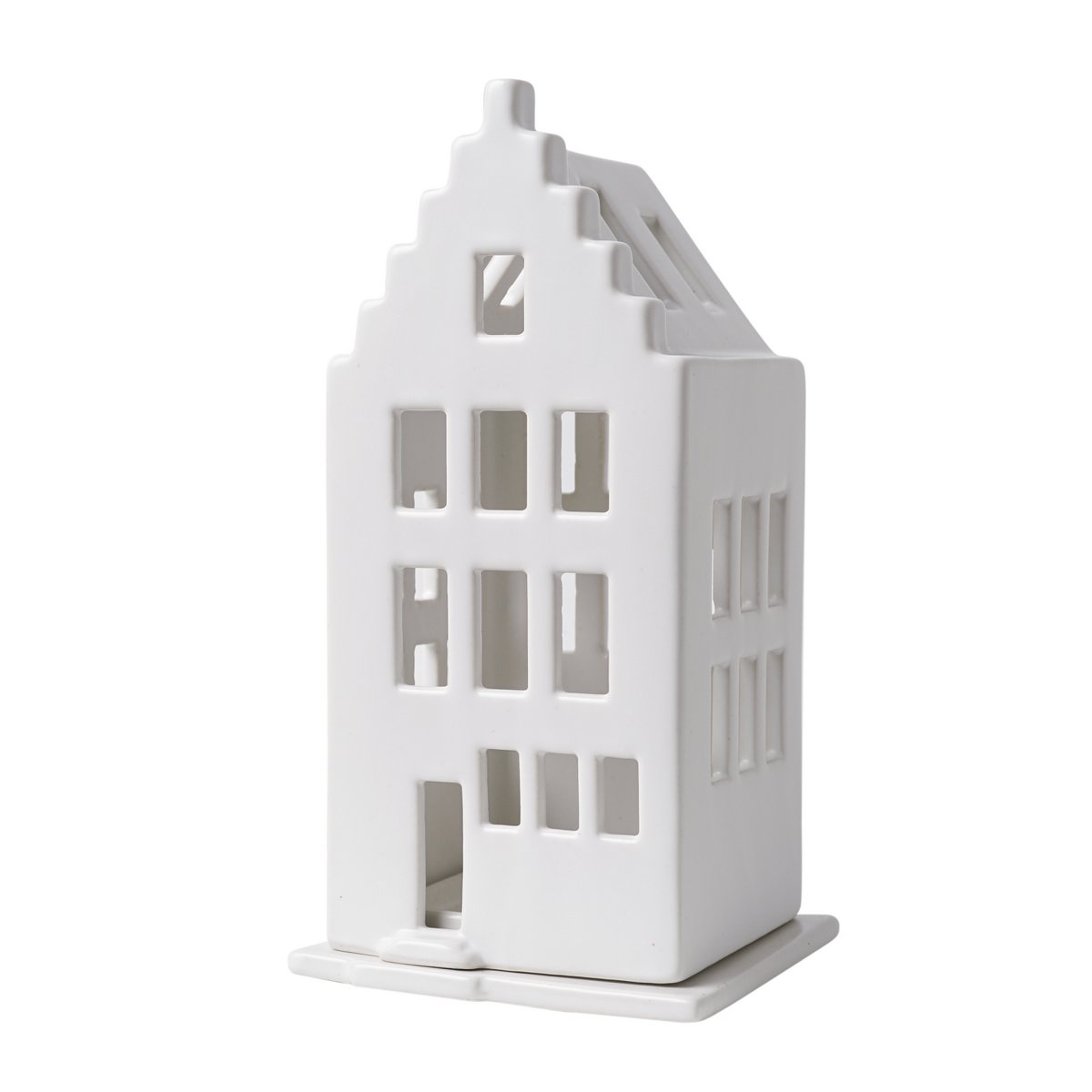 Heinen Delfts Blauw Teelicht Grachtenhaus mit Treppengiebel